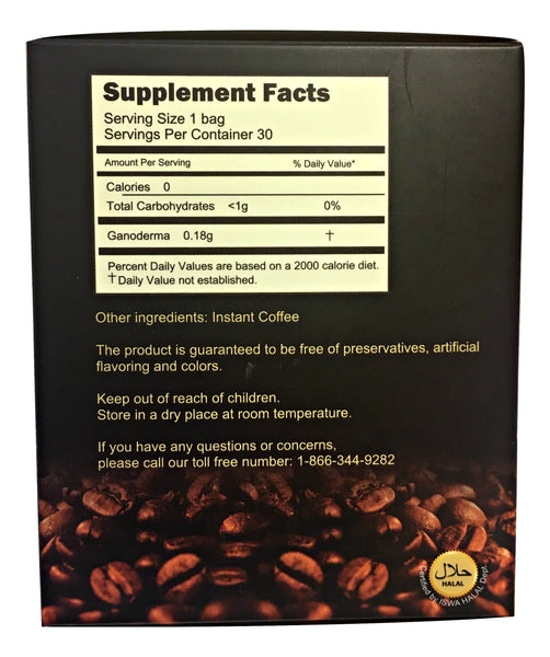 Black Ganoderma Coffee 1 Box (2.18g/30 Sachets)